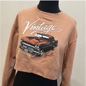 Forever 21 Pink Long Sleeve Crop Top Vintage Women's Size Medium